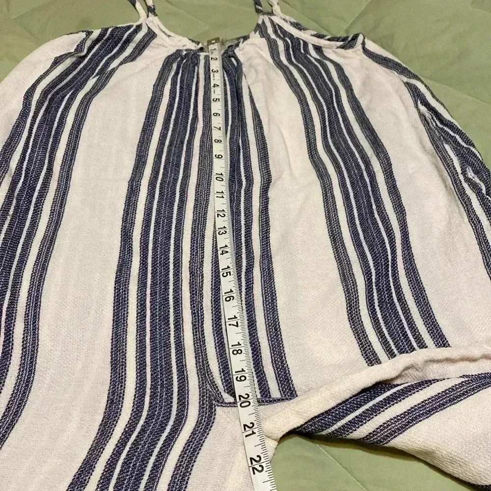 Charlie Paige Blue & Cream Stripe Large Jumper. Wide Legs & Adjustable Straps. - Picture 11 of 13